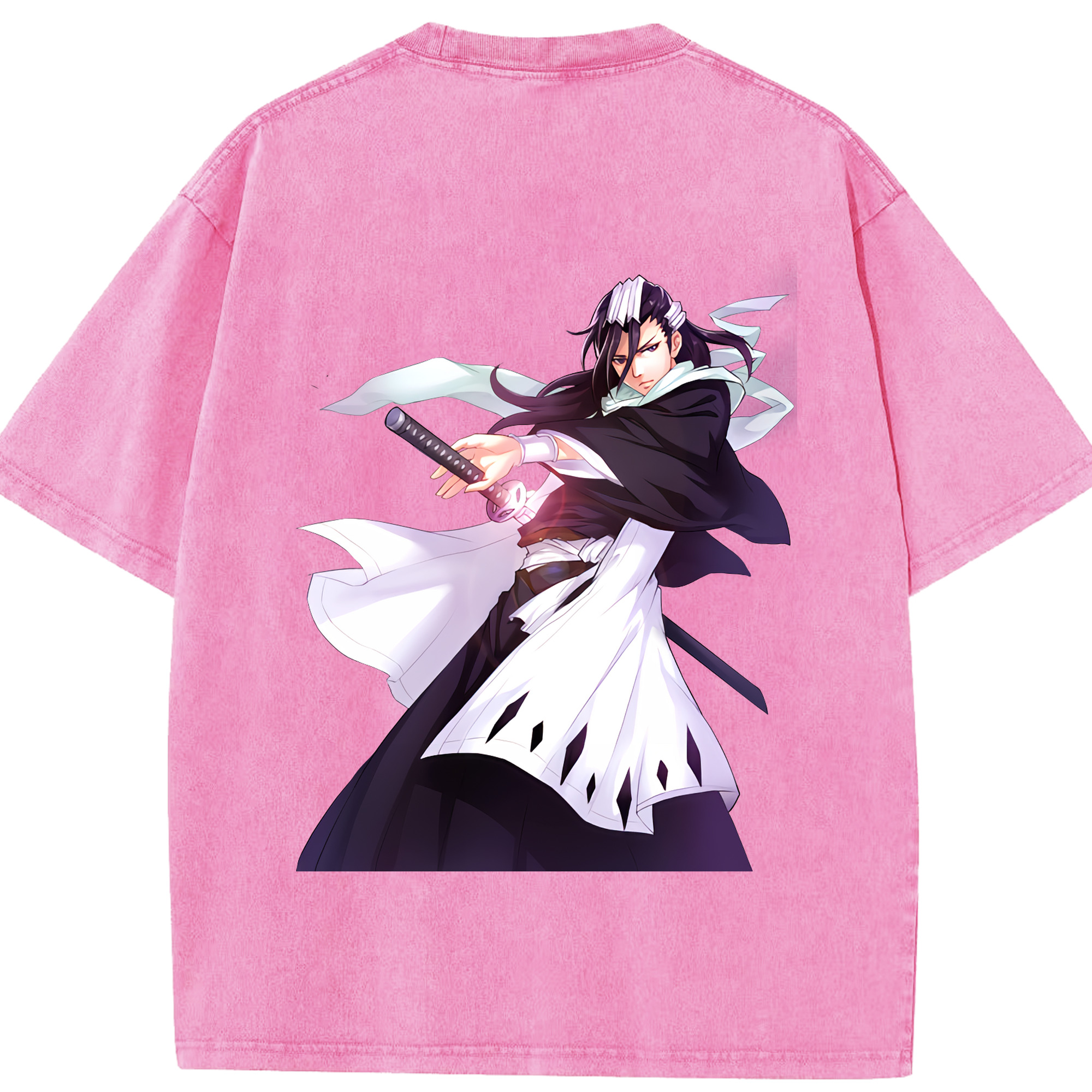 （画像用） ブリーチ くちき びゃくや BLEACH Kuchiki Byakuya 綿100% ヴィンテージ風 半袖Tシャツ（背面プリント）